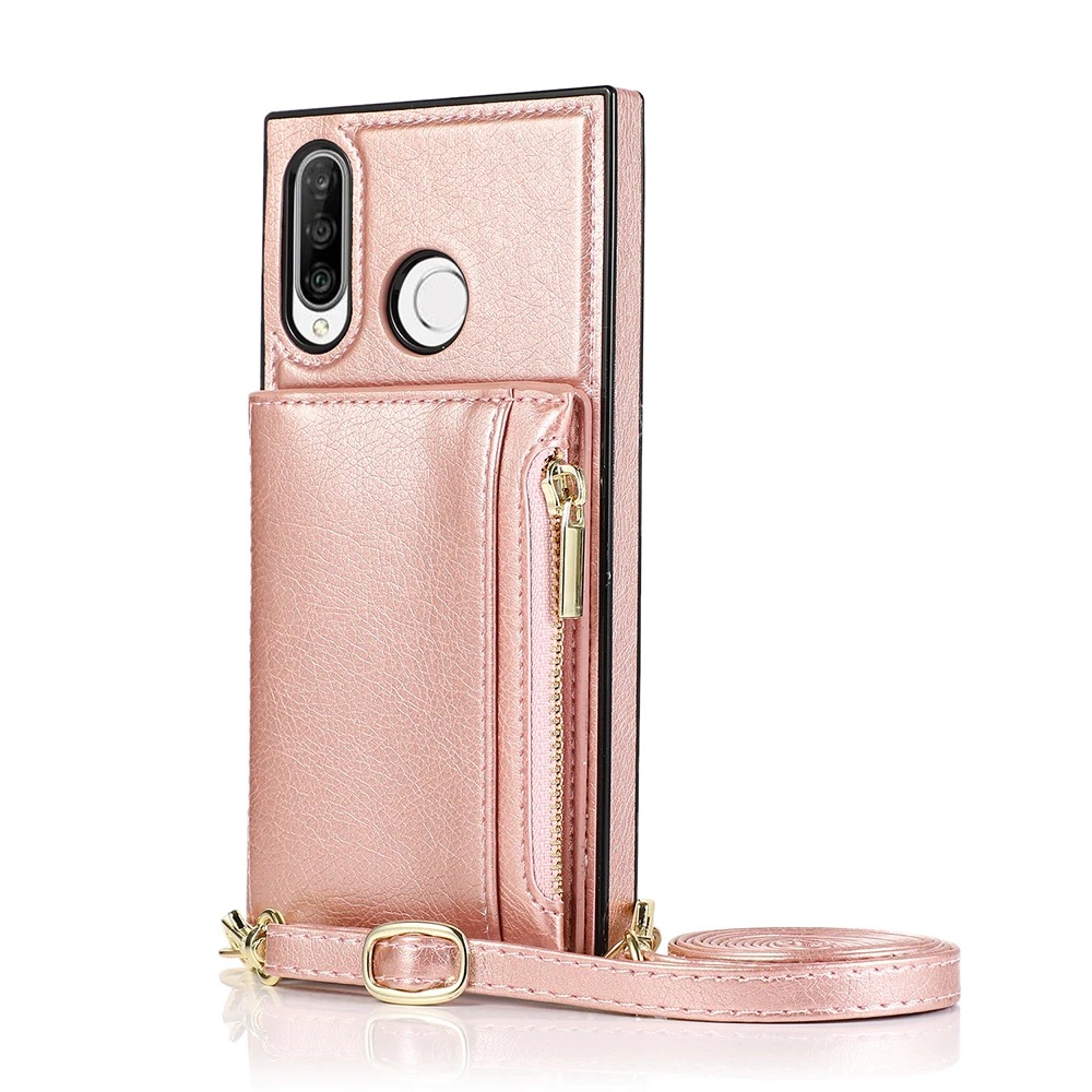 cute phone cases huawei For Huawei P30 Lite P40 Pro Crossbody Strap Mobile Phone Case For Huawei Mate20 Mate30 Lite Pro Wallet Leather Case waterproof case for huawei