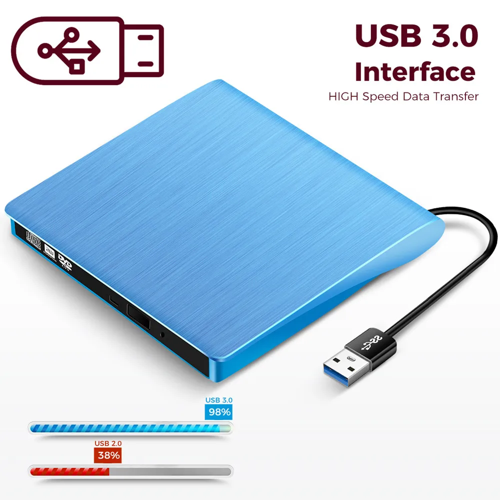 USB 3,0 внешний накопитель DVD-ROM CD-RW DVD-RW горелки Портативный считыватель тонкий для Windows7/8/10