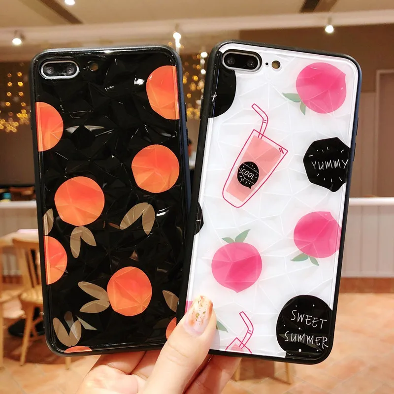 

Cute Summer Juice Pattern Acrylic Phone Cover with PC Frame Mobile Phone Case For iPhone Xs Max XR XS X 8P 7P 6P 8 7 6