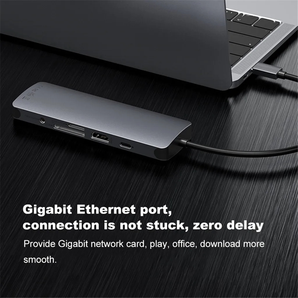 Type c к HDMI RJ45 аудио PD адаптер Nine-in-one Многофункциональный USB кардридер конвертер сплиттер зарядки USB3.0