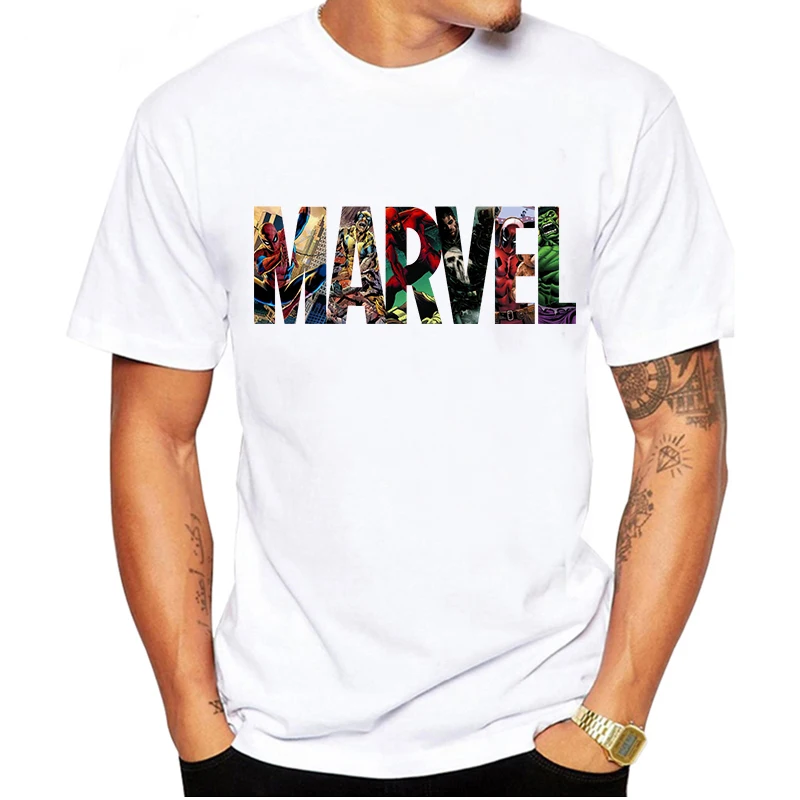 LUSLOS MARVEL Studio белая футболка Капитан Америка Железный паук футболка с короткими рукавами модная футболка Мстители летние футболки