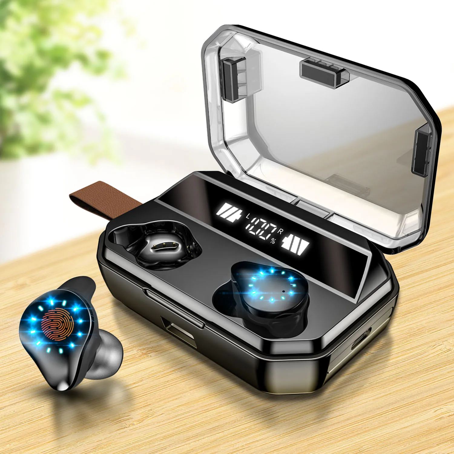 Спортивные наушники TWS 4000 мАч беспроводные Bluetooth 5 0 светодиодный дисплей IPX7 |
