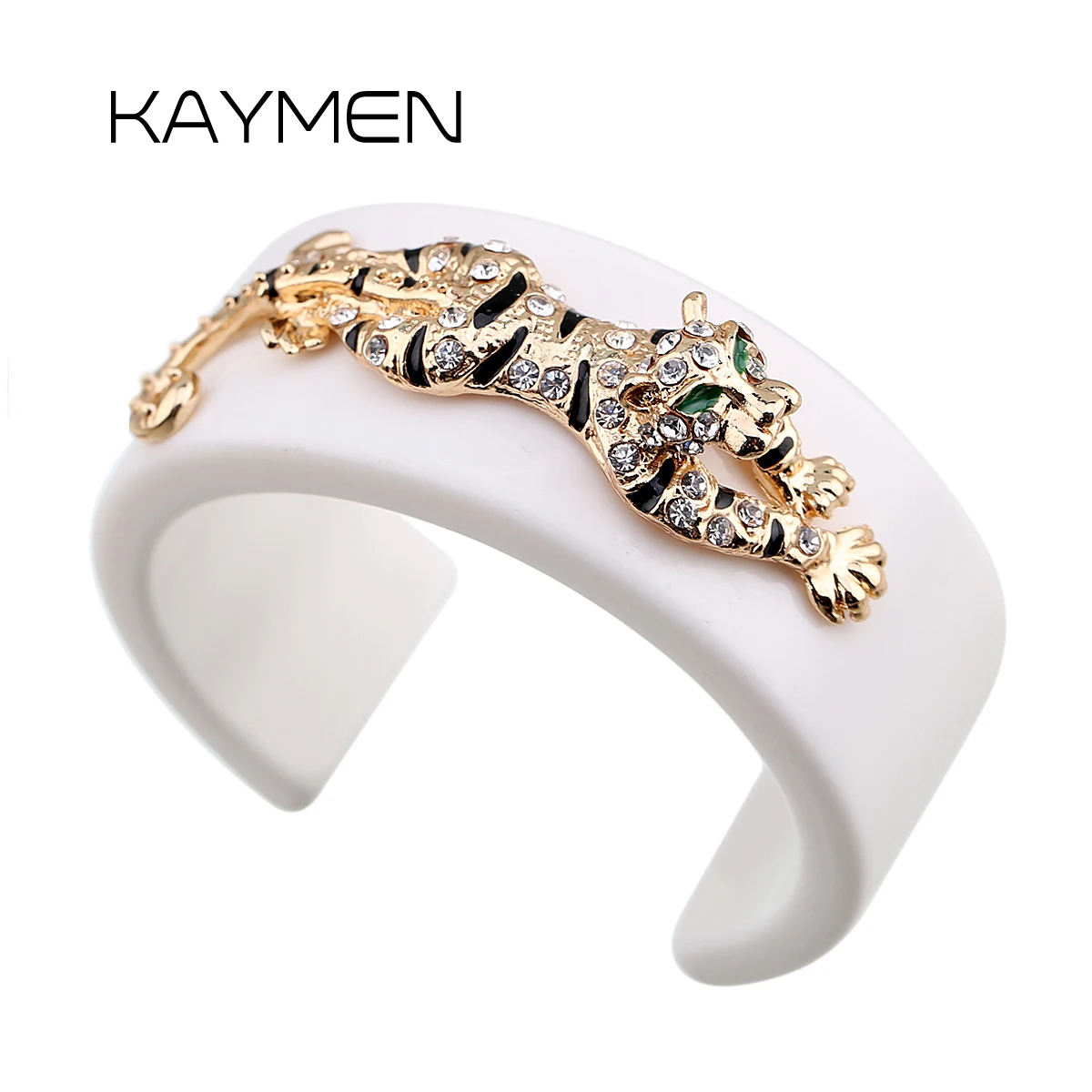 KAYMEN Новый Животный стиль Тигр на смоле Браслет манжета браслет Модный милый