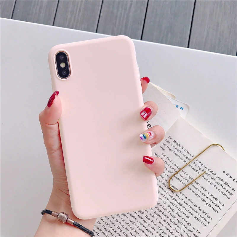 Роскошный простой мягкий чехол карамельного цвета для iPhone 11 чехол 6,1 дюймов для iPhone чехол XR X XS Max 7 6 6s 8 Plus 11 Pro Max 6,5 - Цвет: Pink