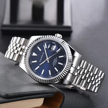 

Parnis 39mm sapphire Blue dial sapphire glass date Miyota 8215 Automatic movement Men's Watch