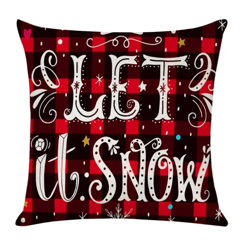 New Year Christmas Gift Santa Claus Elk Car Cushion Linen Pillow Cushion 45*45 cm Pillow Case Sofa Car Cushion Home Decor - Цвет: D