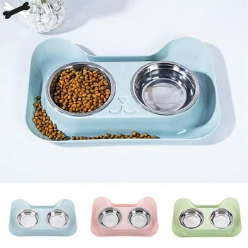 

Feeder Stainless Steel Dog Cat Double Feeding Bowls Pet Bowl Water Food Dish