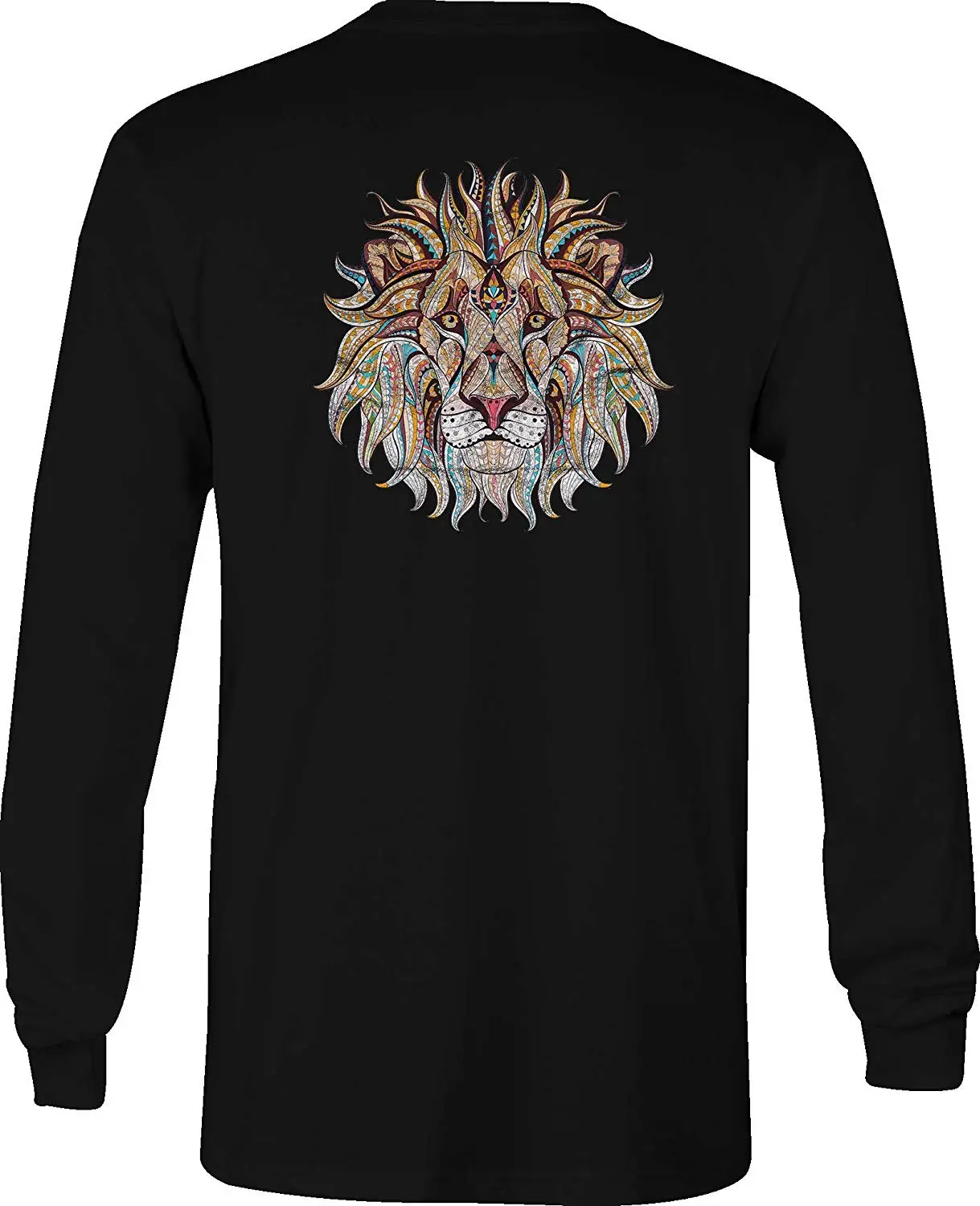 TSDFC Long Sleeve T Shirt Men African Lion Mosaic Graphic Tee |
