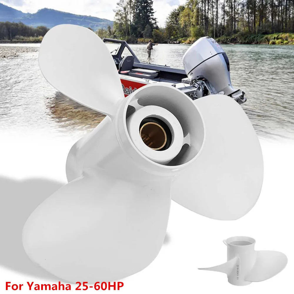 Алюминиевый лодочный подвесной пропеллер 3 Лопасти 13 сплайн зуб R Вращение Белый 663-45958-01-EL для лодочных двигателей Yamaha 25-60HP