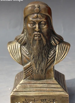 

DECORATION BRONZE FACTORY OUTLETS TIBET SILVER YUAN DYNASTY BRONZE CARVING GENGHIS KHAN CHINGGIS KHAAN CHINGGI KHAN BUST STATUE