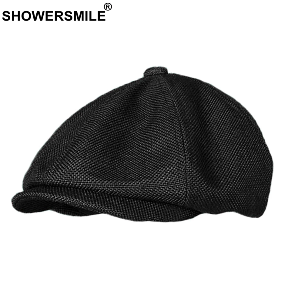 Мужские Восьмиугольные шляпы SHOWERSMILE летние хлопковые и льняные шапки газетчика
