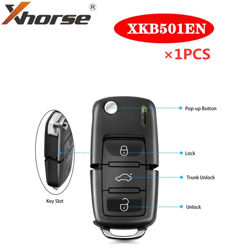 1 шт. Xhorse XKB501EN проводной дистанционный ключ для VW B5 Flip 3 кнопки английская