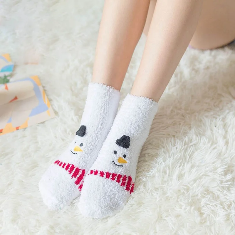 1 пара пушистых носков теплые носки повседневные рождественские носки с вышитыми героями мультфильмов махровые носки милые носки для сна забавные Женские носочки kawaii, Лидер продаж