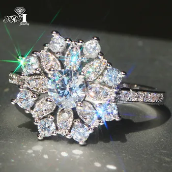 

YaYI Jewelry Princess Cut 4.3CT White Zircon Silver Filled Engagement Rings wedding Heart Rings Valentine's Day Girls ring 1096