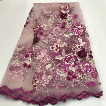 

Esewing NEW High Quality 2019 Tulle Beaded French Nigerian Lace Fabrics Pearls Embroidered Guipure African French Lace Fabric