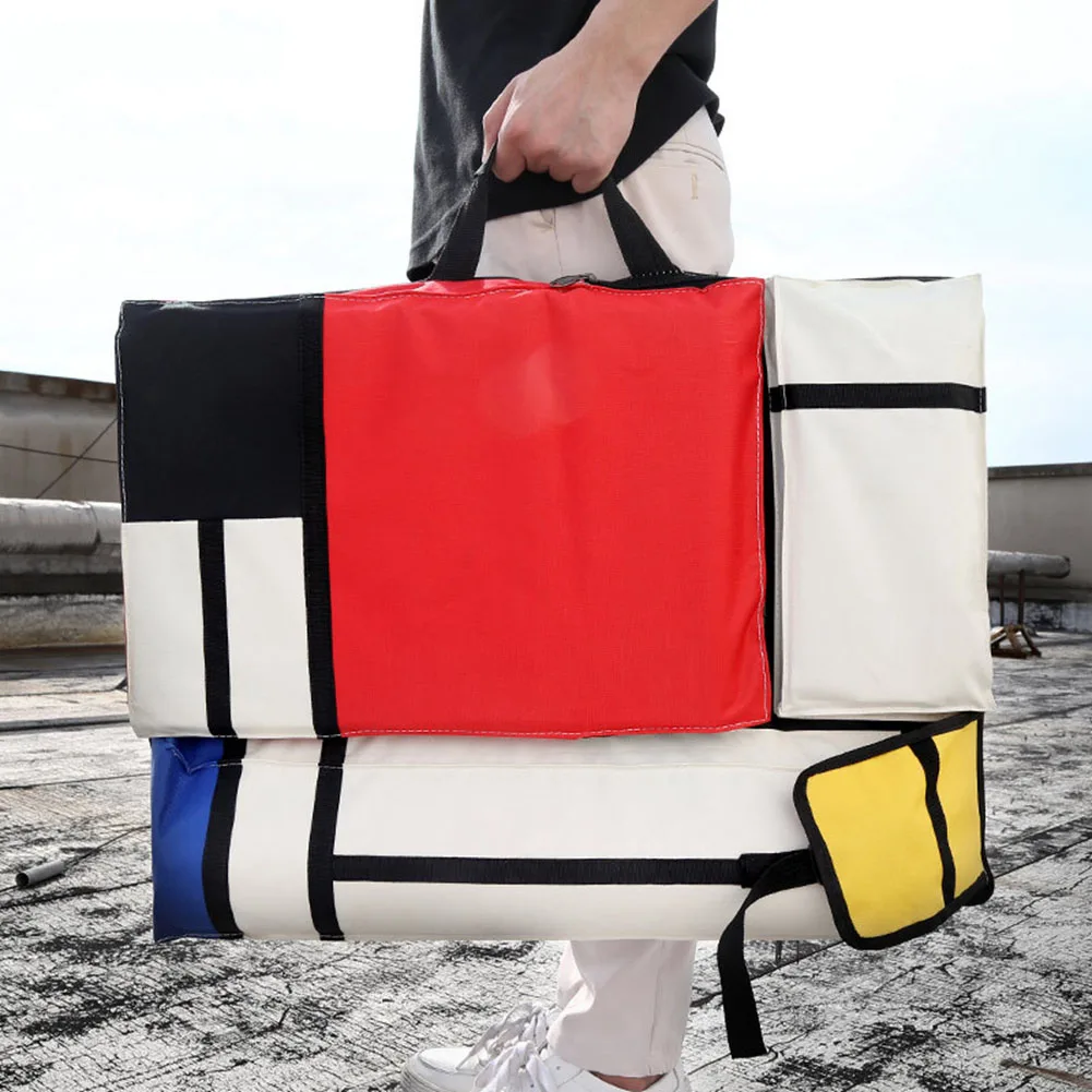 

Travel Stitching Sketch Canvas Hit Color Large Capacity Painting Waterproof Portable Art Backpack Drawing Bag Adjustable Strap