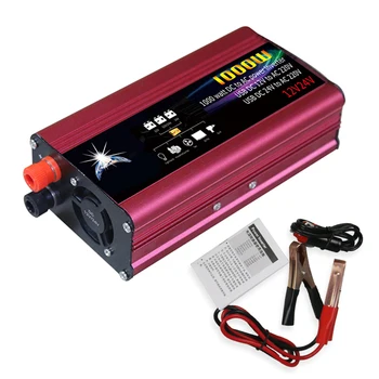 

Car Power Inverter LED Indicator Power Converter Intelligent Cooling Universal Modified Sine Wave 1000W DC 12V/24V to 220V AC