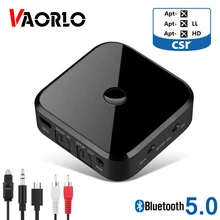 VAORLO Wireless Audio Transmitter Bluetooth 5.0 Receiver Adapter Supprt Connect 2 Devices APTX HD For HeadphoneS TV PC Adaptor