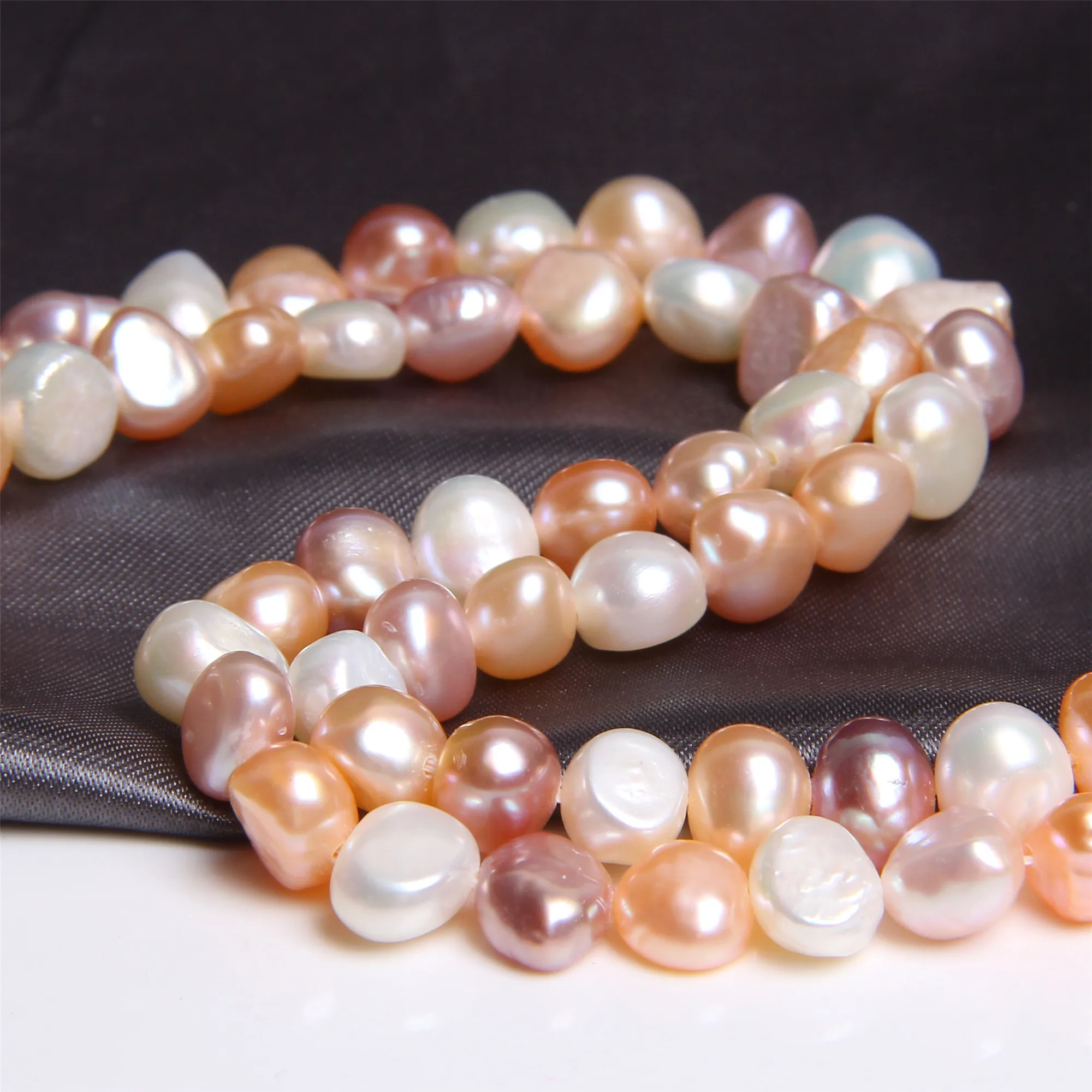 7-8mm Natural Black Freshwater rice Pearl Loose Beads for Jewelry Making DIY 14/"