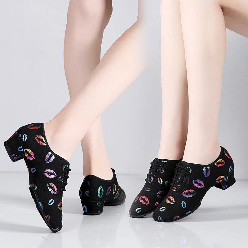 USHINE BD-47 New Color Lips Sneakers Teacher Training Shoes Ballroom Fitness Ballet Latin Dance shoes Women Kids Children