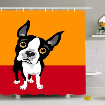 

Shower Curtain Set with Hooks 72x72 Clinic Boston Terrier Breed Drawing Dog Bulldog Veterinarian Animals Shop Wildlife