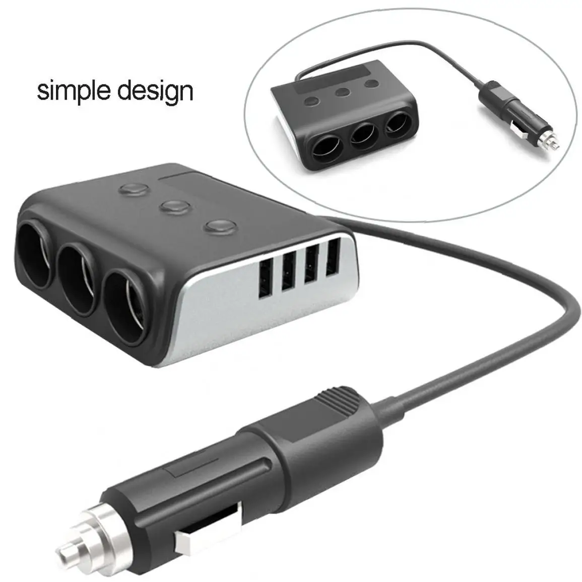 100 Вт 3 гнезда прикуриватель 4 порта быстрая USB Автомобильное зарядное устройство