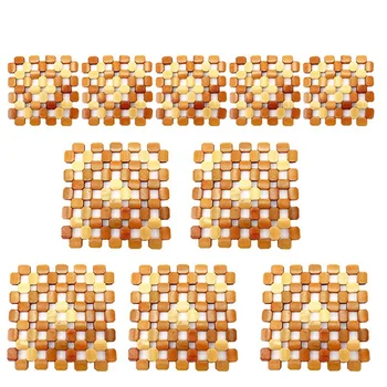 

Table Coasters Square Bamboo Placemat Heat Insulation Hollow Pad Desk Pot Cup Mat Table Mat Decorations Kitchen Accessory
