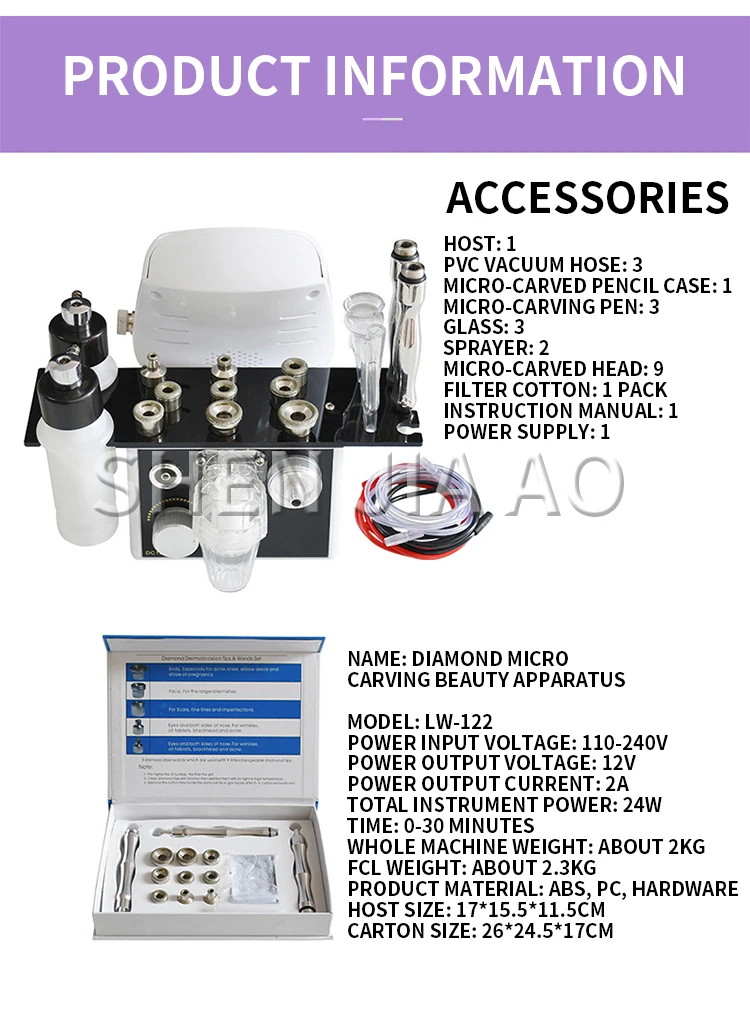 LW-122 Desktop Three-in-one Diamond Micro-carving Beauty Machine Microdermabrasi
