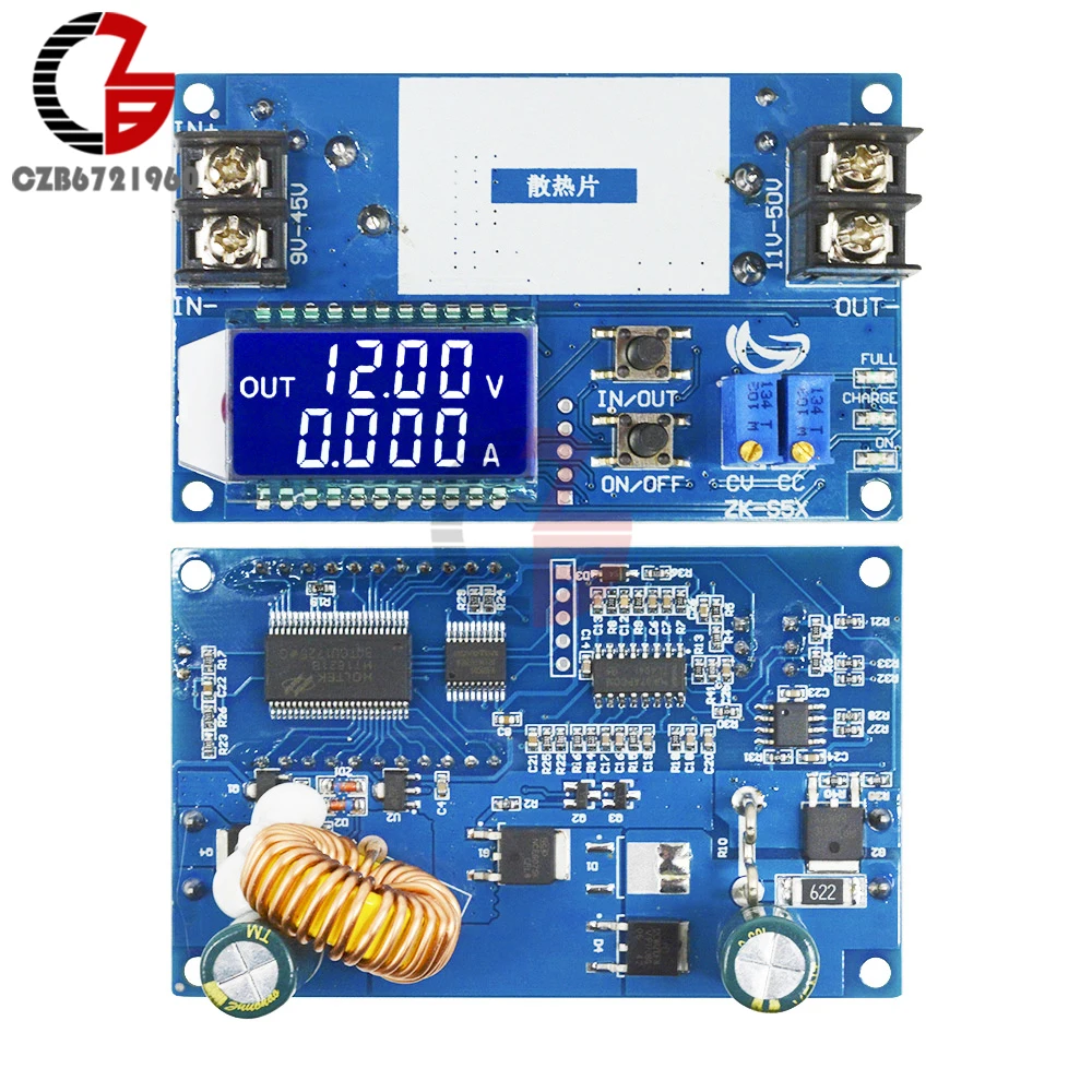 9 V-45 V постоянного тока до 11-с алюминиевой крышкой, 50В DC-DC модуль повышающего преобразователя CC CV Питание трансформатор 12V 24V 48V Напряжение регулятор Цифровой вольтметр