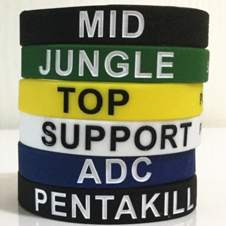 

1pc LOL League MID JUNGLE Top support ADC PENTAKILL silicone sport rubber bracelet wristband of Legend