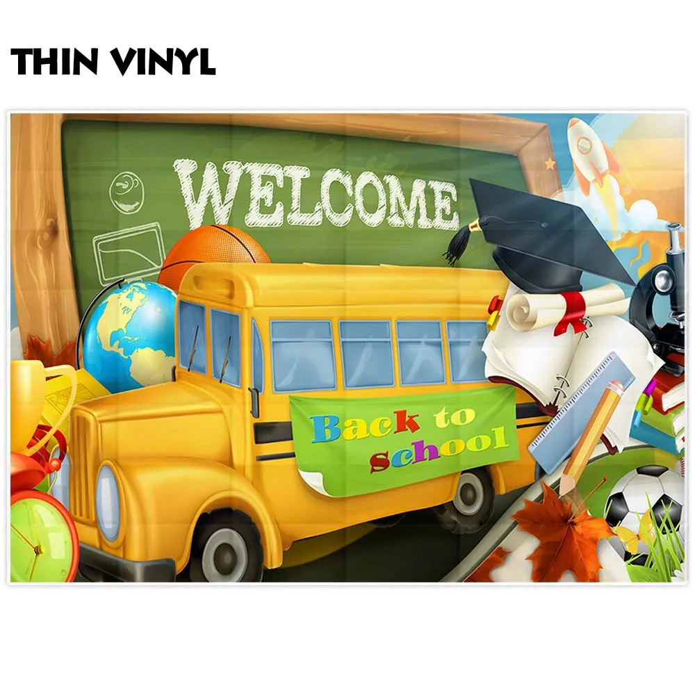 Allenjoy студенческие события фон школьный автобус мяч кленовые листья холостяцкие кепки доска баннер Добро пожаловать обратно в школу вечерние Декор