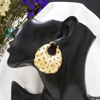 

Hollow Hoop Earrings for Women Big Size Gold Earings Hoop Wedding Bride Earrings