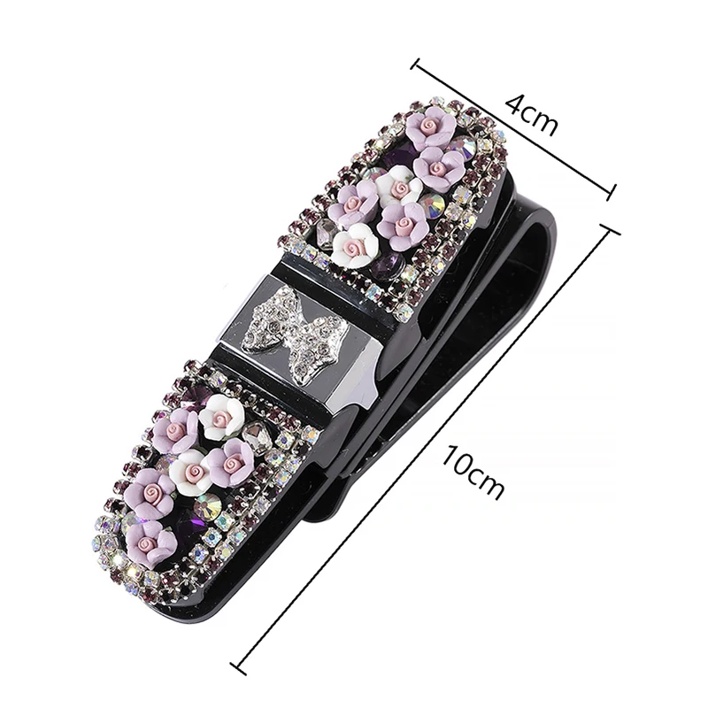 Блестящие автомобильные держатели для солнцезащитных очков с цветами чехол