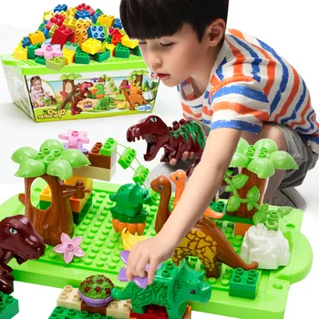 

Lepining Duploed Animal Series Dinosaur Zoo Model Figures Big Size Building Blocks Bricks Educational Toys For Kids Children