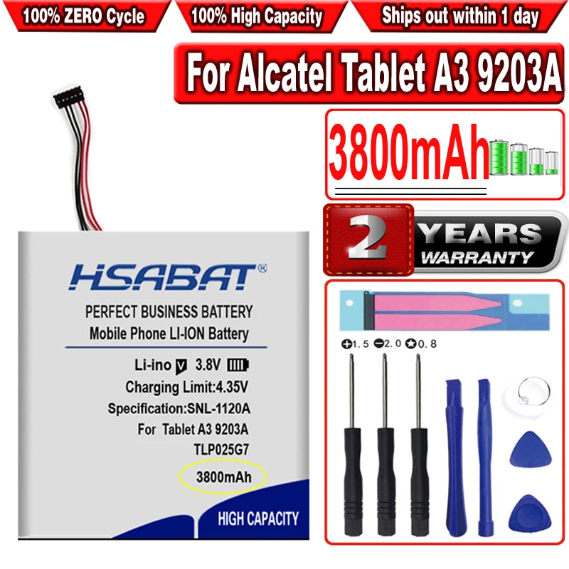 Аккумулятор HSABAT 3800 мАч TLP025G7 для планшета Alcatel A3 9203A | Мобильные телефоны и