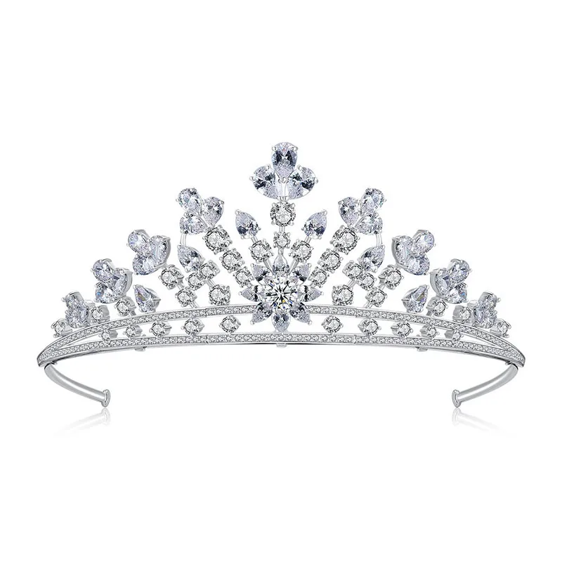 

Floralbride Crystal Rhinestones Cubic Zirconia Wedding Tiara CZ Bridal Queen Princess Pageant Party Crown Women Jewelry