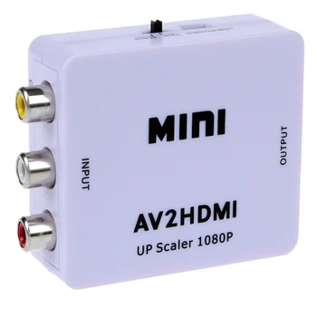 

AV to HDMI converter adapter, convert RCA AV interface TV, Set top box game box to HDMI format show HDMI TV display directly.