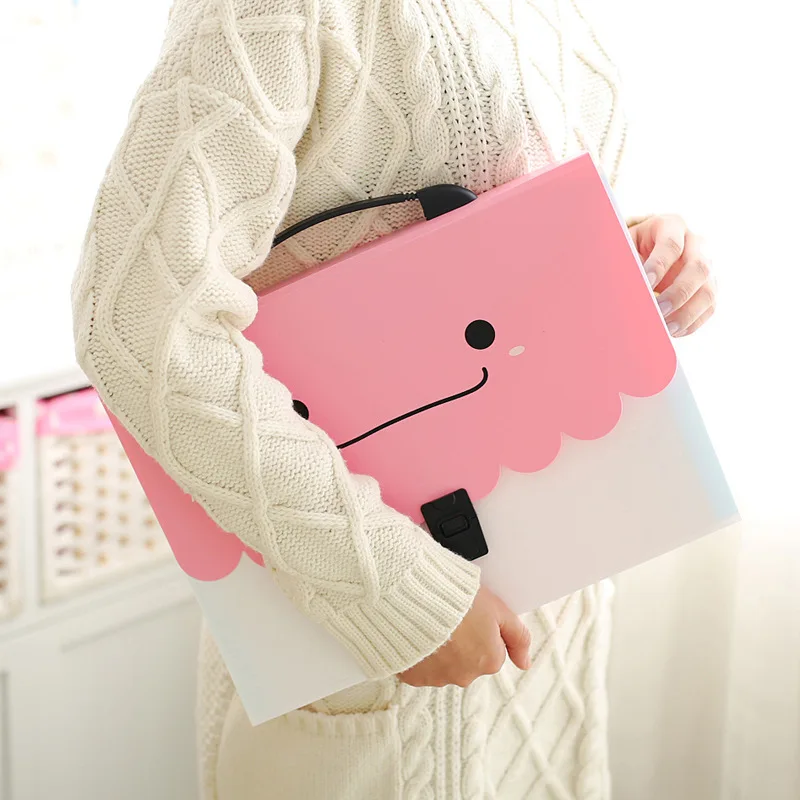 Cartoon Smile File folder 13 inner layers File organizer Document folder Office organizers Smiling folder A4 Kawaii style