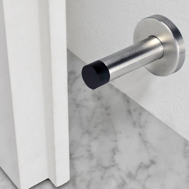 

Stainless Steel Door Stopper with Sound Dampening Rubber Bumper - Wall Mount Door Stop, Contemporary Safety Door Holder 3.5 Inch