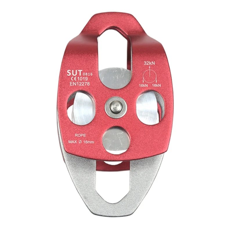 Hot-Outdoor Climbing 32KN Pulley Heavy Duty Swivel Rope Micro-Rope Aluminum Pulley Rappelling Survival Mountaineering Equipment