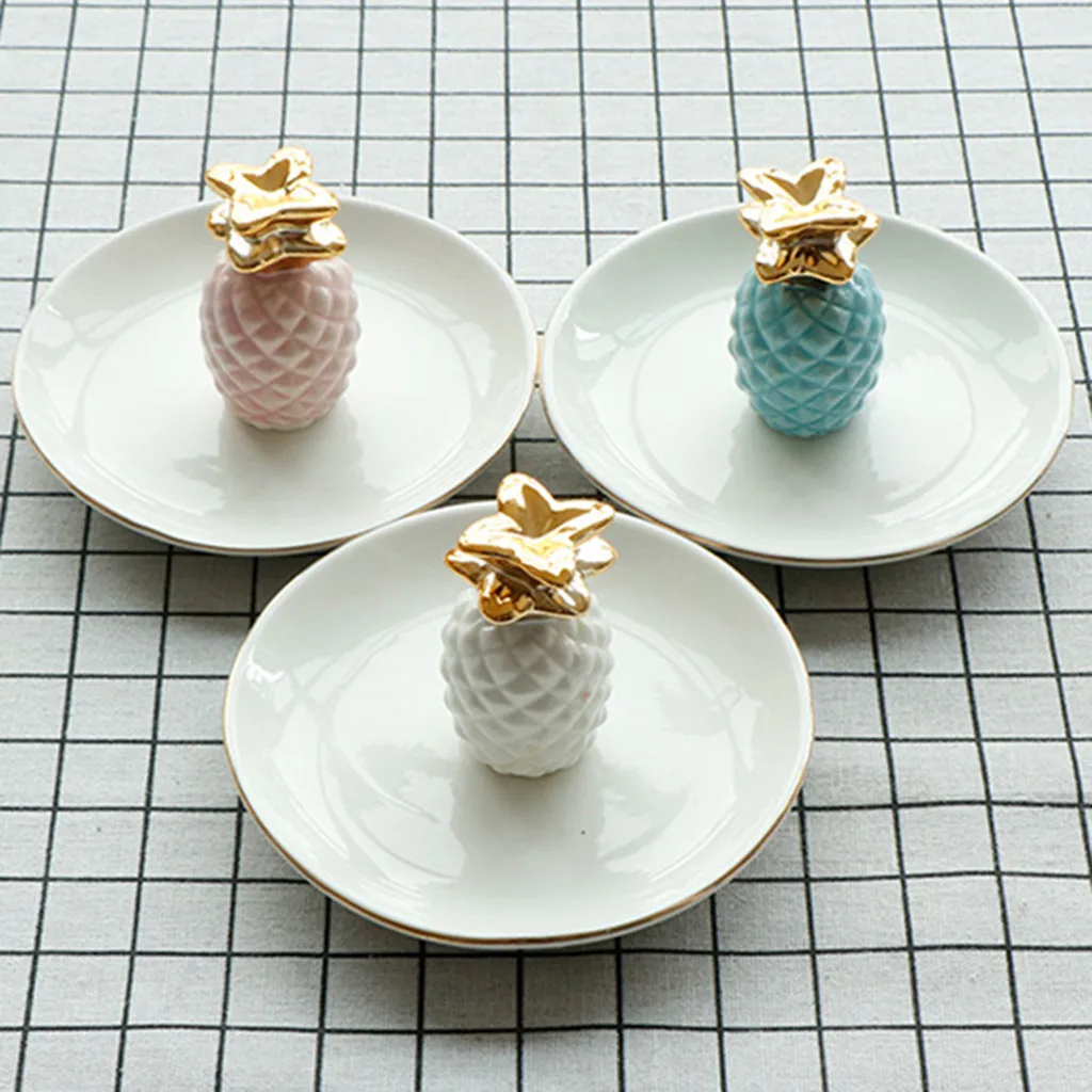 Лоток для хранения ювелирных изделий с изображением ананаса позолоченная