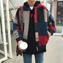 2019 осенне-зимняя модная мужская куртка с цветным Бейсбольным воротником Молодежная Повседневная Мужская шерстяная куртка Прямая поставка
