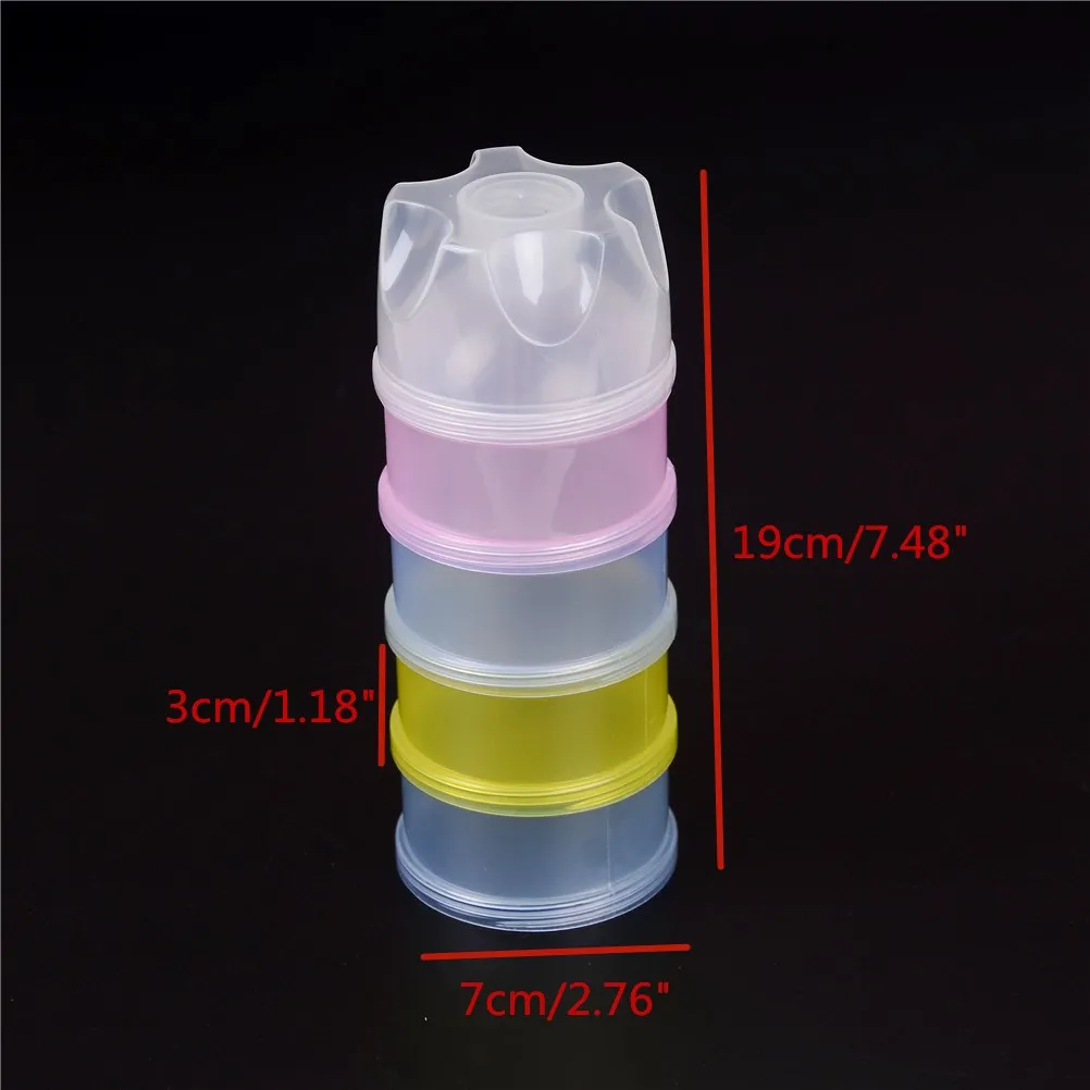 4 LAYERS INFANT BABY FEEDING MILK POWDER DISPENSER BOTTLE STORAGE CONTAINER FUN