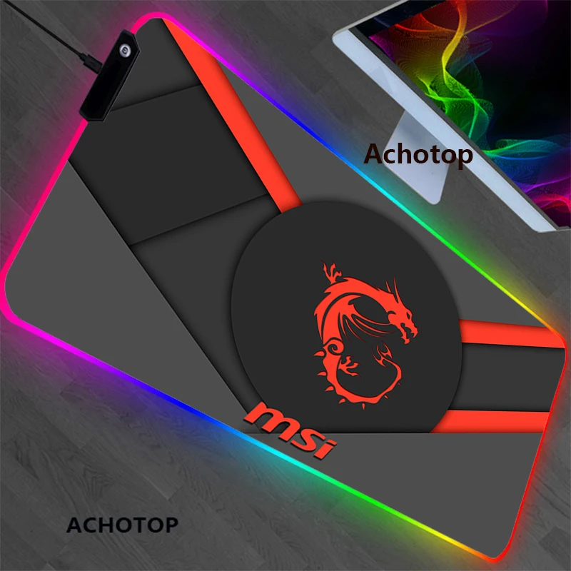Rgb Large Mouse Pad Gaming Mouse Pad Gomma Msi Gamer Computer Mousepad Led Retroilluminazione Tappeto Xxl Tastiera Tappetini Da Scrivania Con Retroill