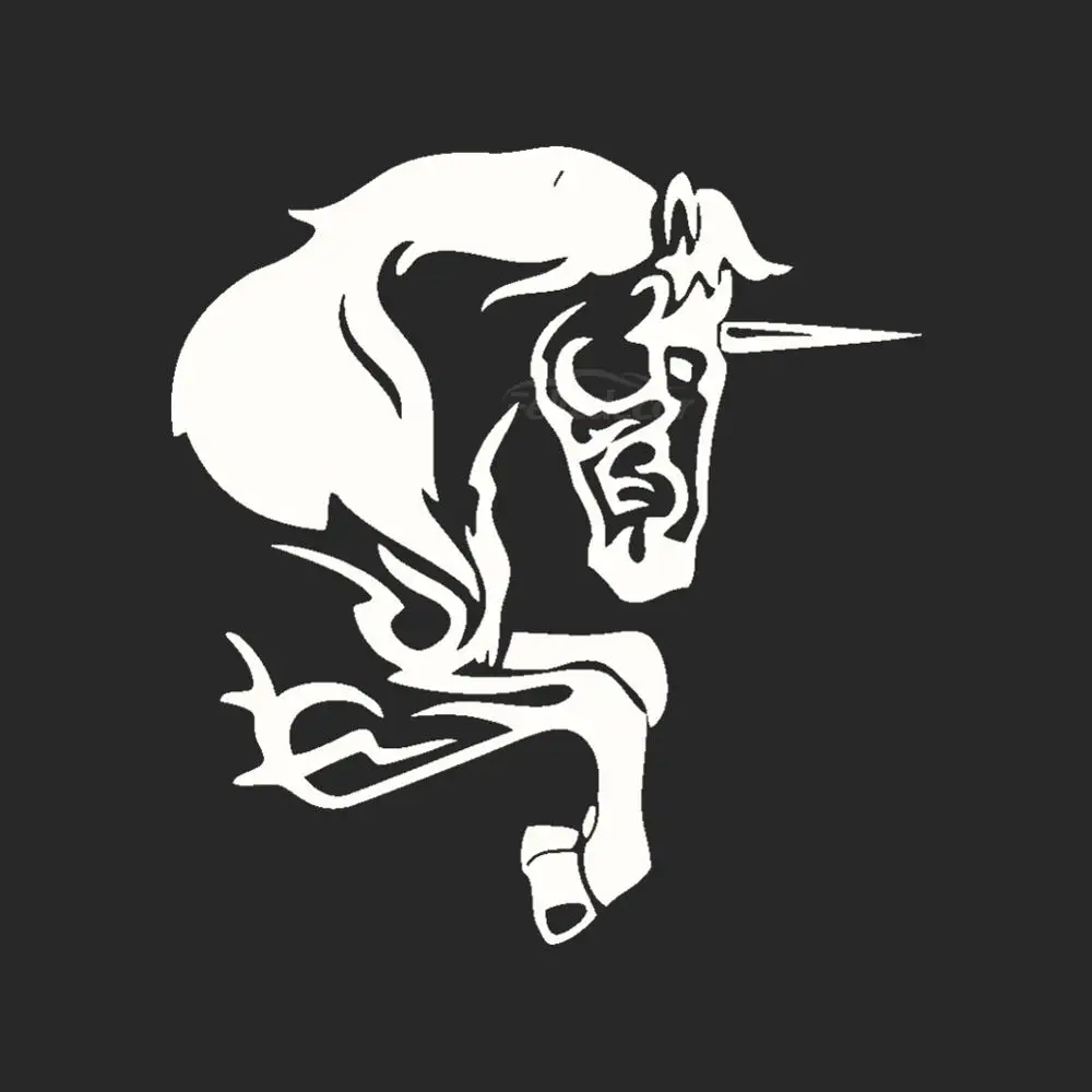 Running Horse With A Horn On The Head Vinyl Car Stickers For Window Door Art Bumper Rear windshield Unique Removable ZP0601 | Автомобили и