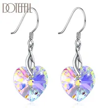 DOTEFFIL 925 Sterling Silver Fashion Jewelry Love Heart Shaped Crystal Earrings For Women Wedding Engagement Party Charm Gift DOTEFFIL 925 Sterling Silver Fashion Jewelry Love Heart Shaped Crystal Earrings For Women Wedding Engagement Party Charm Gift