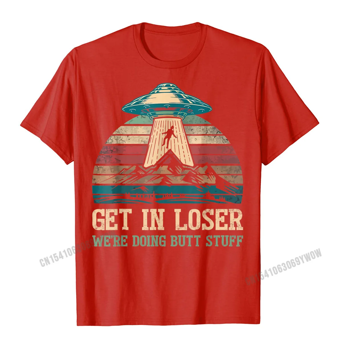 comfortable 100% Cotton Student Short Sleeve Tops & Tees Street Autumn Tshirts Birthday Clothing Shirt Company O-Neck Get In Loser Were Doing Butt Stuff T-Shirt Funny Camping T-Shirt__792 red