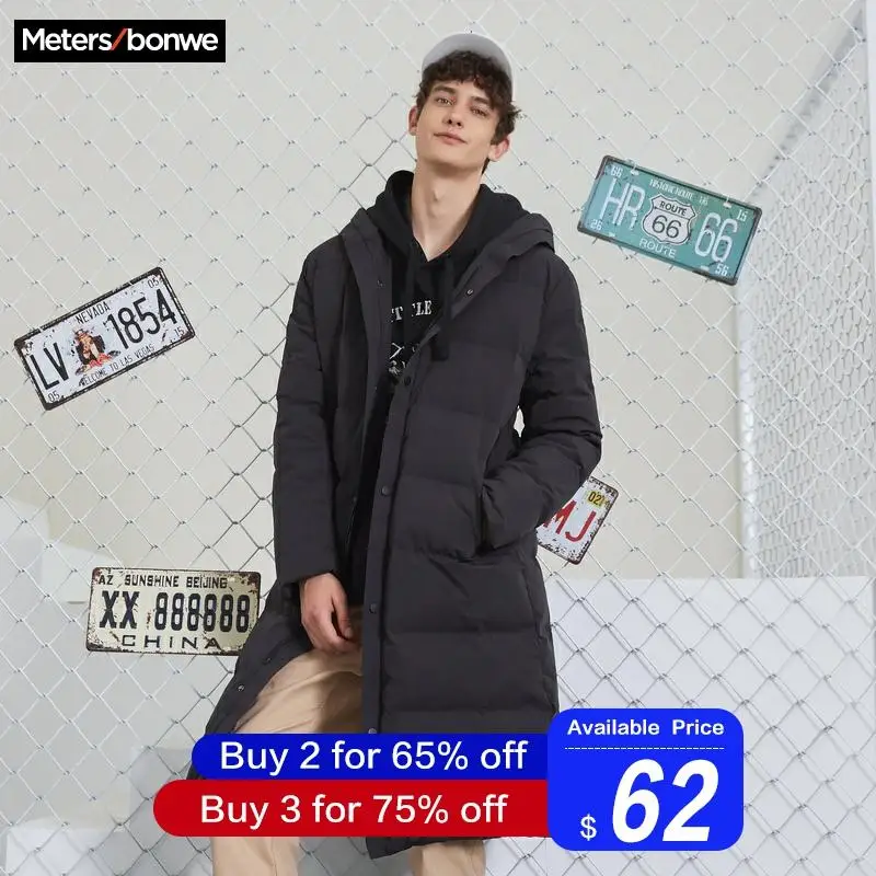 Metersbonwe новые зимние пуховики длинные толстые зимние пуховики мужские одноцветные модные пальто Верхняя одежда теплые 229323