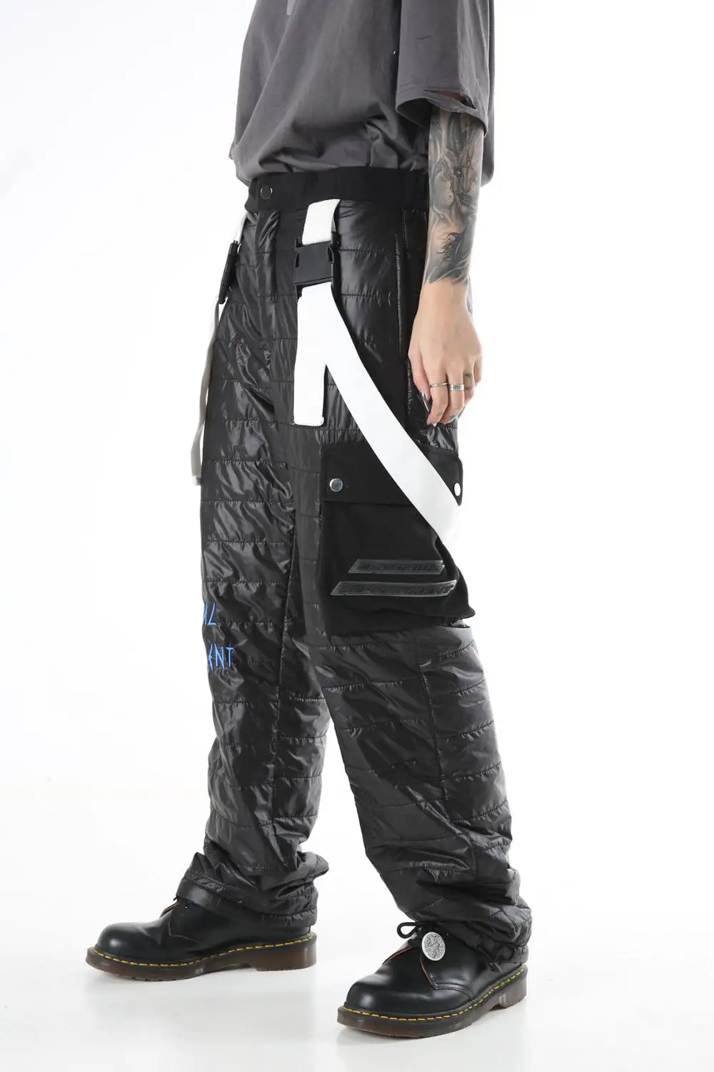black pants Темные иконы, хлопковые стеганые штаны,, зимние крутые штаны для мужчин и женщин, уличная одежда, мужские штаны, брюки - Цвет: black pants