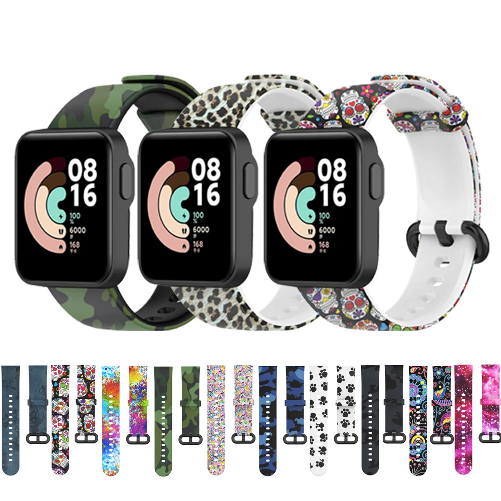 

Ремешок с принтом для XiaoMi Mi Watch Lite, сменный силиконовый спортивный браслет для умных часов Redmi